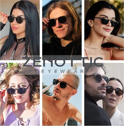 نظارات شمسية مستقطبة من ZENOTTIC للنساء والرجال: ظلال كلاسيكية مستديرة | عبوة من قطعتين للحماية من الأشعة فوق البنفسجية بإطار مربع in Kuwait