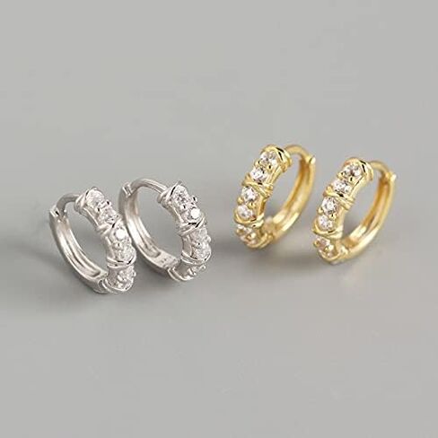 Michooyel Sterling Silver Huggie Earrings Cubic Zirconia Hinged Earring 9mm Hoops for Women Girls in Saudi Arabia