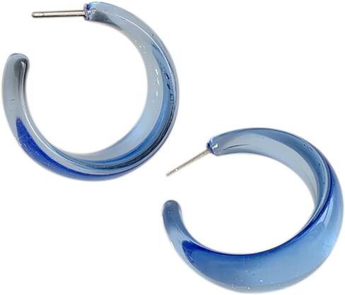 Colorful C shape Hoop Earrings for Women Girls Resin Acrylic Y2k Multicolor Chunky Big Lightweight Jewelry in Kuwait
