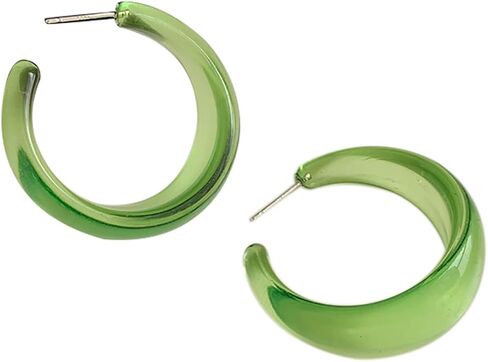 Colorful C shape Hoop Earrings for Women Girls Resin Acrylic Y2k Multicolor Chunky Big Lightweight Jewelry in Kuwait