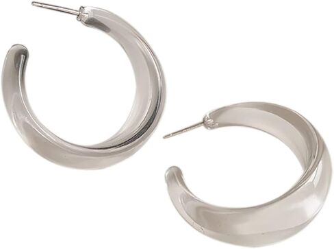 Colorful C shape Hoop Earrings for Women Girls Resin Acrylic Y2k Multicolor Chunky Big Lightweight Jewelry in Kuwait