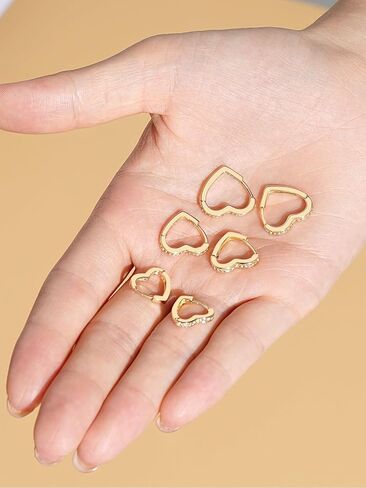 مجموعة أقراط هوجي الصغيرة من GloBosenPur، 6 أزواج من أقراط هوجي هوب مطلية بالذهب أقراط هوجي للنساء مربعة مكتنزة ملتوية سميكة أقراط بيضاوية للفتيات in Kuwait