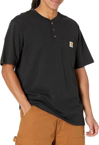 تي شيرت Carhartt رجالي فضفاض ثقيل الوزن بأكمام قصيرة وجيب Henley in Saudi Arabia