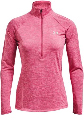 Under Armour Women's Standard Tech Twist ½ Zip Long Sleeve Pullover, (669) Pace Pink/Prime Pink/Metallic Silver, Medium in Saudi Arabia