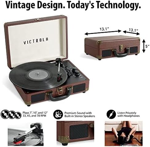 Victrola Journey+ Bluetooth Suitcase Record Player with Matching Record Stand in Kuwait