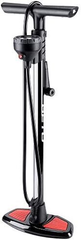 Beto Bike Pump Portable - Bicycle Floor Pump with Industrial Top-Mounted Gauge & Air Bleed Button - Presta Schrader Dunlop Valve Universal, Steel Tube 160 Psi Max (Sliver) in Kuwait