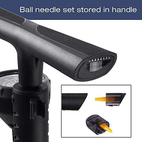 Beto Bike Pump Portable - Bicycle Floor Pump with Industrial Top-Mounted Gauge & Air Bleed Button - Presta Schrader Dunlop Valve Universal, Steel Tube 160 Psi Max (Sliver) in Kuwait