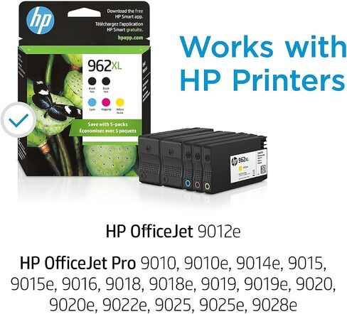 خراطيش حبر HP 962XL / 962XL (6ZA57AN) (سماوي أرجواني أصفر أسود) 5 عبوات في عبوة البيع بالتجزئة in Saudi Arabia