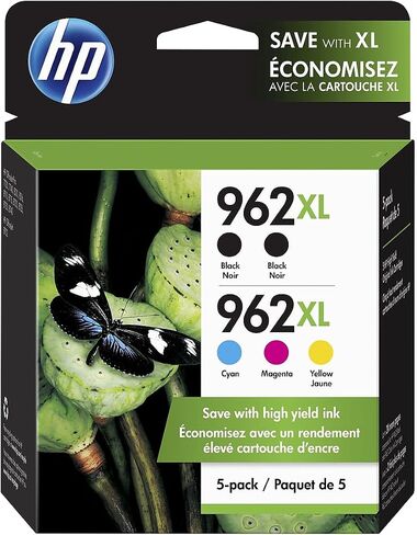 خراطيش حبر HP 962XL / 962XL (6ZA57AN) (سماوي أرجواني أصفر أسود) 5 عبوات في عبوة البيع بالتجزئة in Saudi Arabia