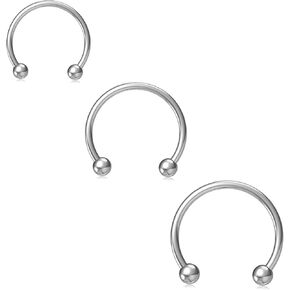 NZDLM Horseshoe Hoop Nose Rings Cartilage Earring Nose Septum Nose Nostril Stainless Steel Bull Nose Ring for Women Girls Men