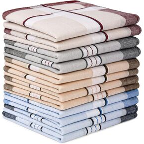 AOMIG Men's Handkerchiefs, 12 Pack Soft Gents Hankies Set, Mens Premium Handkerchiefs Assorted Pocket Square Hankies