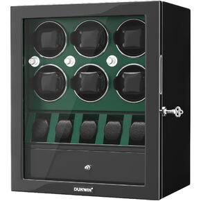 DUKWIN Watch Winder for 2/4/6/8 Automatic Watches,Lockable Watch Winders with Watch Holders and Jewelry Storages, Super Quiet Mabuchi Motor with High-Gloss Piano Lacquer Finish,Built-in Illumination