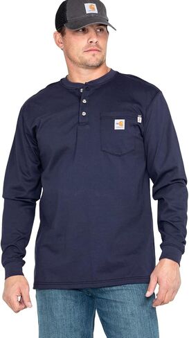 Carhartt Men's Big & Tall Flame Resistant Force Cotton Long Sleeve Henley in Saudi Arabia