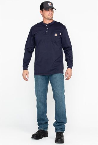 Carhartt Men's Big & Tall Flame Resistant Force Cotton Long Sleeve Henley in Saudi Arabia