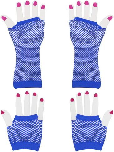 YgneeDom 13 Styles 80s Fishnet Gloves for Women and Girls in Theme Party Costume Accessories in Kuwait