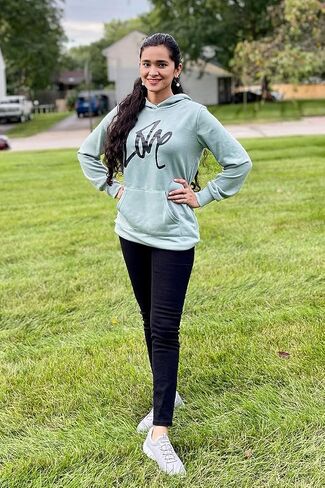 PRETTYGARDEN Women's Hooded Sweatshirt Drawstring Lightweight Long Sleeve Pullover Hoodie Dress in Saudi Arabia