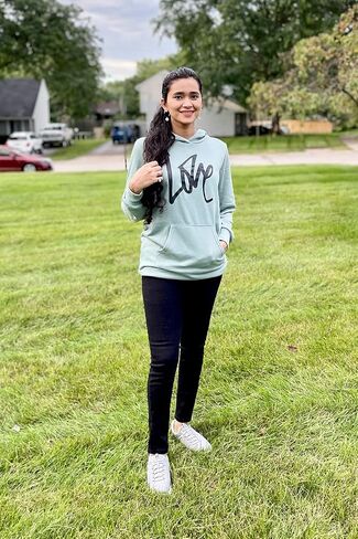 PRETTYGARDEN Women's Hooded Sweatshirt Drawstring Lightweight Long Sleeve Pullover Hoodie Dress in Saudi Arabia