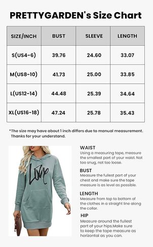 PRETTYGARDEN Women's Hooded Sweatshirt Drawstring Lightweight Long Sleeve Pullover Hoodie Dress in Saudi Arabia