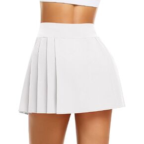 Pleated Tennis Skort Skirt for Women with Shorts High Waisted Pleated Golf Skirt Running Workout Skirts in Saudi Arabia