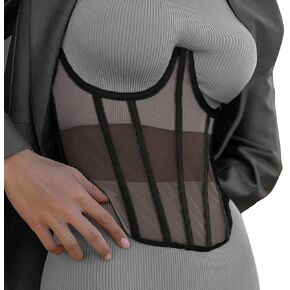 TOPMELON Lace Corset Belt Waist Corset Top Women Mesh Open Cup Lace Up Boned Bustier Underbust Corset Waist Cincher Corset