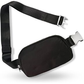 Boutique Belt Bag | Crossbody Fanny Pack for Women Fashionable | Cute Mini Everywhere Bum Hip Waist Pack | Small Fashion Travel Chest Bag | Gold Accessories | Adjustable Small Strap | Black