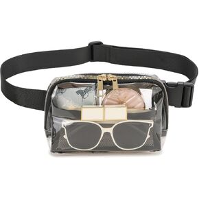 Clear Fanny Pack Stadium Approved, Waterproof Fanny Pack Transparent Bag With Adjustable Strap For Travel Festivals Sports Party Beige