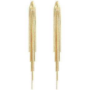 Trendy Gold Long Tassel Earrings Simple Chandelier Tassel Chain Dangle Drop Earrings Bridesmaid Wedding Party Jewelry for Women Teen Girls in Saudi Arabia