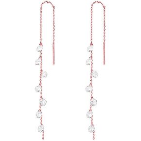 SLUYNZ 925 Sterling Silver Sparkling CZ Droplet Dangle Earrings for Women Teen Girls Elegant Long Dangling Earrings Threader Tassel