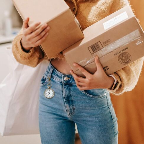 ساعة جيب كوارتز مفتوحة الوجه بمشبك من POPETPOP مع مشبك مفاتيح - ساعة جيب معلقة للجنسين مزخرفة in Saudi Arabia