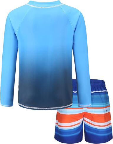 HowJoJo Kids Rash Guard Set Boys Long Sleeve Swim Trunks and Swim Shirt Sets Two Piece Swimsuits in Kuwait