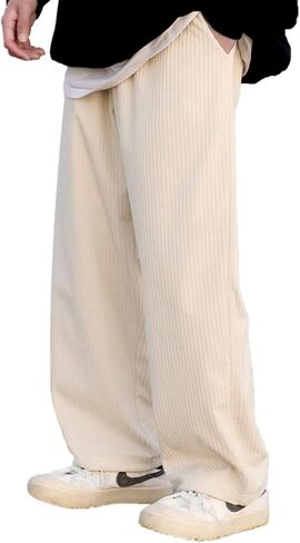Aelfric Eden Mens Corduroy Vintage Cargo Sweatpants Long Solid Elastic Waist Casual Pants Hip hop Streetwear Pant in Saudi Arabia