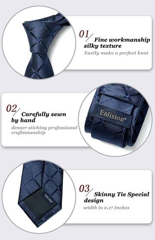 Enlision Skinny Ties for Men 2.17" Mens Necktie Formal Business Silk Silm Tie Woven Jacquard Thin Tie Wedding Party in Kuwait