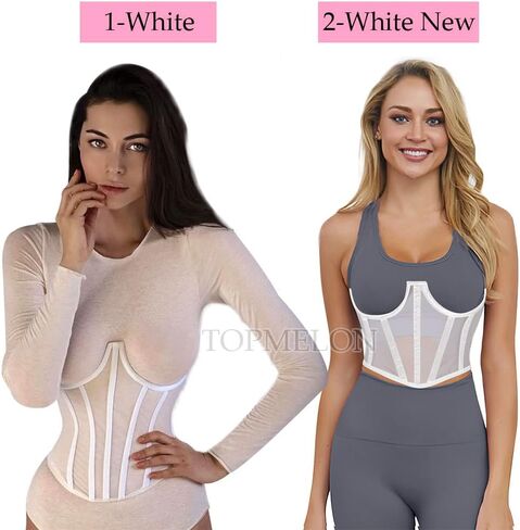 TOPMELON Lace Corset Belt Waist Corset Top Women Mesh Open Cup Lace Up Boned Bustier Underbust Corset Waist Cincher Corset in Kuwait