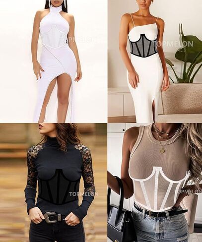 TOPMELON Lace Corset Belt Waist Corset Top Women Mesh Open Cup Lace Up Boned Bustier Underbust Corset Waist Cincher Corset in Kuwait