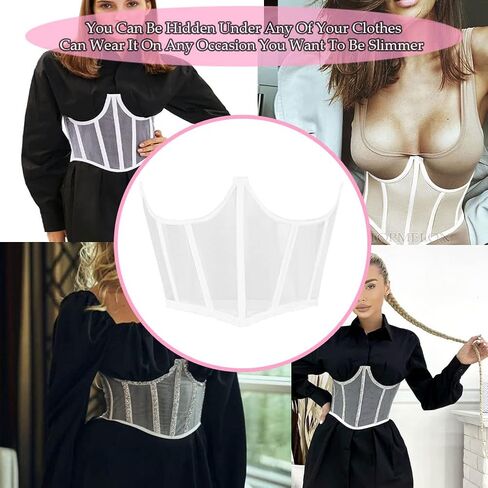 TOPMELON Lace Corset Belt Waist Corset Top Women Mesh Open Cup Lace Up Boned Bustier Underbust Corset Waist Cincher Corset in Kuwait