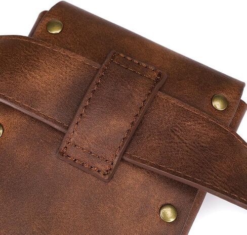حقيبة الخصر وحزام المحفظة حزمة مراوح Crossbody للدراجات النارية والمشي لمسافات طويلة وحامل الهاتف المحفظة الجلدية خمر عارضة أزياء Daypack مهرجان القوطي زي الورك الحقيبة للنساء الرجال (Com) in Kuwait