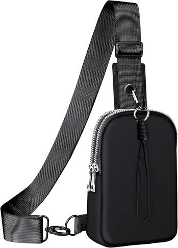 حقيبة حبال صغيرة للنساء حقائب كروس للنساء وحقائب الصدر مع حزام كتف قابل للتعديل للسفر والتخييم الرياضي (أسود) in Kuwait