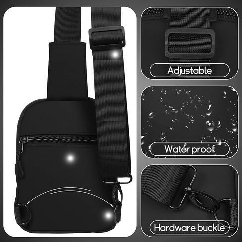 حقيبة حبال صغيرة للنساء حقائب كروس للنساء وحقائب الصدر مع حزام كتف قابل للتعديل للسفر والتخييم الرياضي (أسود) in Kuwait