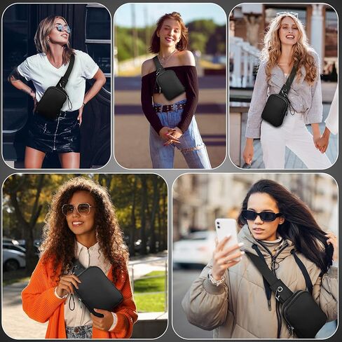 حقيبة حبال صغيرة للنساء حقائب كروس للنساء وحقائب الصدر مع حزام كتف قابل للتعديل للسفر والتخييم الرياضي (أسود) in Kuwait