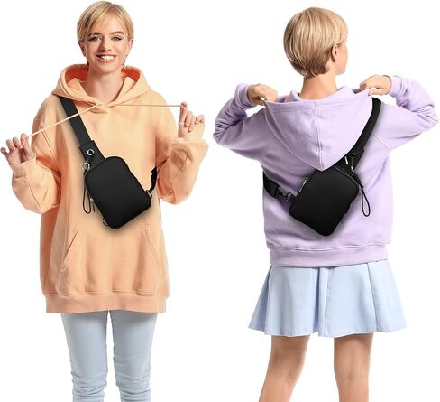 حقيبة حبال صغيرة للنساء حقائب كروس للنساء وحقائب الصدر مع حزام كتف قابل للتعديل للسفر والتخييم الرياضي (أسود) in Kuwait