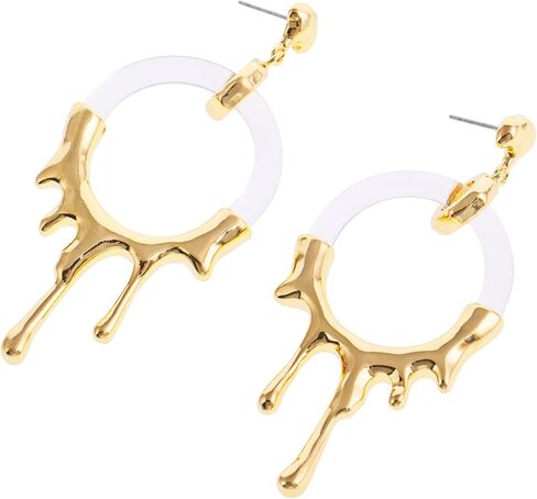 Statement Earring,Organic Shape Metal and Fluid Metal Shape with Touch of Transperant Resin,Resin Inlay Fluid Metal Drop Earring in Saudi Arabia