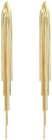 Trendy Gold Long Tassel Earrings Simple Chandelier Tassel Chain Dangle Drop Earrings Bridesmaid Wedding Party Jewelry for Women Teen Girls in Kuwait