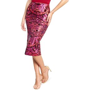 Dress the Population Women's Nola Sequin Placement Midi Skirt in Saudi Arabia