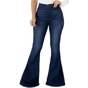 CuteCherry Bell Bottom Jeans for Women Ripped Skinny Bell Bottom Raw Hem Denim Pants