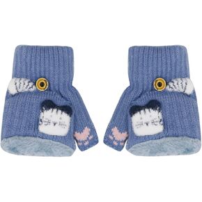 Kids Toddlers Cute Reindeer Fleece Lined Gloves Convertible Flip Top Fingerless Mittens for Boys Girls in Saudi Arabia