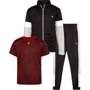 RBX Boys' Jogger Set - 3 Piece Tricot Sweatshirt, Sweatpants, and T-Shirt Tracksuit (8-12)