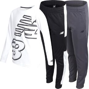 New Balance Boys Tracksuit - 2 Piece Waffle Knit Thermal Shirt and Sweatpants - Active Tricot Jogger Pants Set for Boys, 8-20