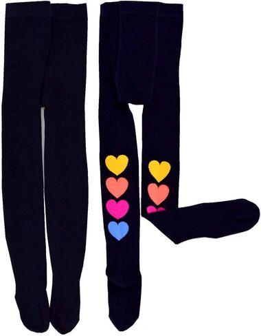 TeeHee Little Girls and Toddlers Fashion Tights 3 Pair Pack (3-5 Years, Stripe Heart) in Kuwait