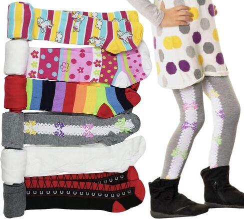 ToBeInStyle Girls' Pack of 6 Full Length Winter Tights With Heel And Toe in Kuwait