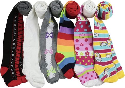 ToBeInStyle Girls' Pack of 6 Full Length Winter Tights With Heel And Toe in Kuwait